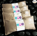 Yoga Eye Pillows - Unscented Eye Pillows - Namaste Hot Cold for Stress, Meditation, Spa, Relaxation Gifts - Made in USA Set of 4 - Tan Cotton