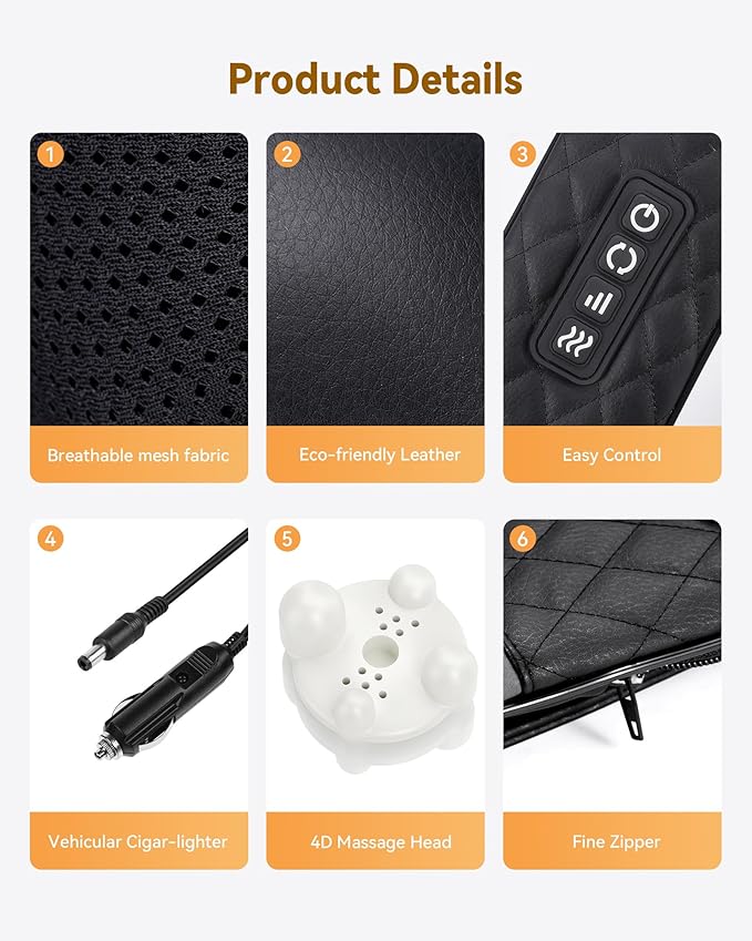 Neck Massager with Heat, Shiatsu Neck and Back Massager, 4D Deep Tissue Kneading for Neck,Back,Shoulder, Body Muscle Pain Relief, Leather Handbag for Storage, Gift for Men Women Mom Dad, Plug-in Use