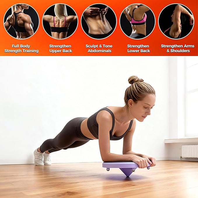 AVOCARDIO Foldable Pilates Reformer Board - Multifunctional 10-in-1 Set - Home Workout Equipment - Portable Home Gym Pilates Kit with Towel, Resistance Bands and Pilates Socks - Push Up and Abs Board