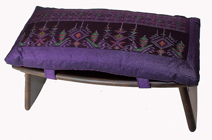 Meditation Bench & Cushion Set - Folding Seiza - Purple Abstract Ikat