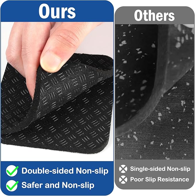 4 Pcs Walking Pad Mat, Treadmill Mat Pads, 4" x 4" x 0.2" Double-Sided Non-Slip Exercise Equipment Mat, High Density Silicone Anti Vibration Pad for Protect Floors, Noise Reduction