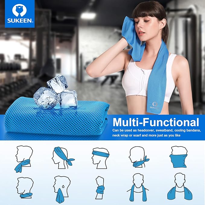 Sukeen 4 Pack Cooling Towels (40"x12"),Ice Towel,Soft Breathable Chilly Towel,Microfiber Towel for Yoga,Sport,Running,Gym,Workout,Camping,Fitness,Workout & More Activities