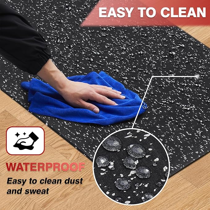 Treadmill Mat for Hardwood Floors - 100% Recycled Rubber Mat for Home Gym Flooring, Durable Workout Fitness Mats, Walking Pad Exercise Bike Equipment Mat, Non-Slip