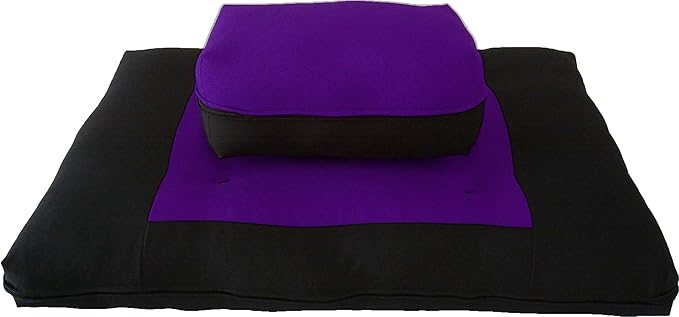 D&D Futon Furniture Zabuton Zafu Set, Yoga, Meditation Seat Cushions, Kneeling, Sitting, Supporting Exercise Pratice Zabuton & Zafu Cushions. (Purple)
