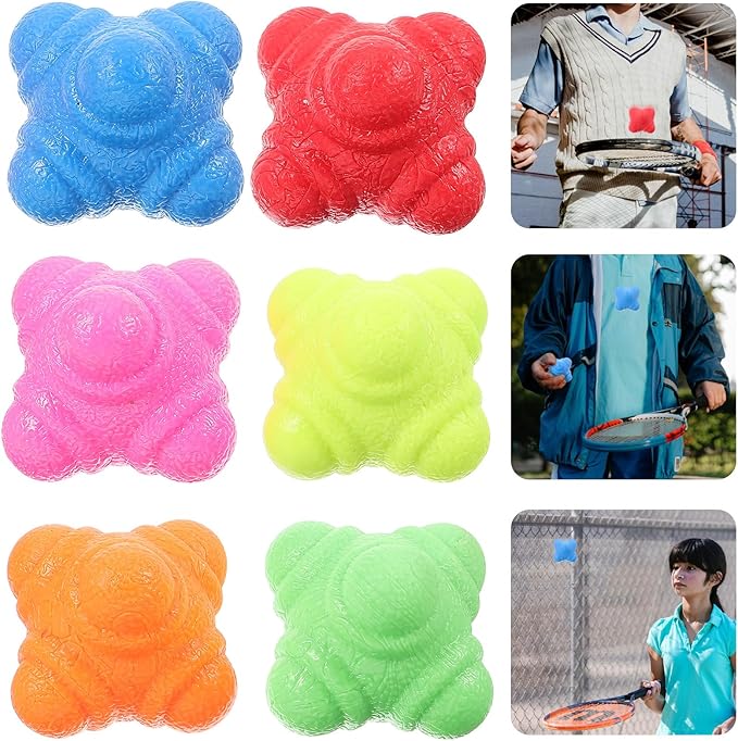 BESPORTBLE 6pcs Hexagonal Reaction Balls for Hand-Eye Coordination Agility Training Baseball Equipment with Bright Colors for Reflex Speed and Sports Exercise