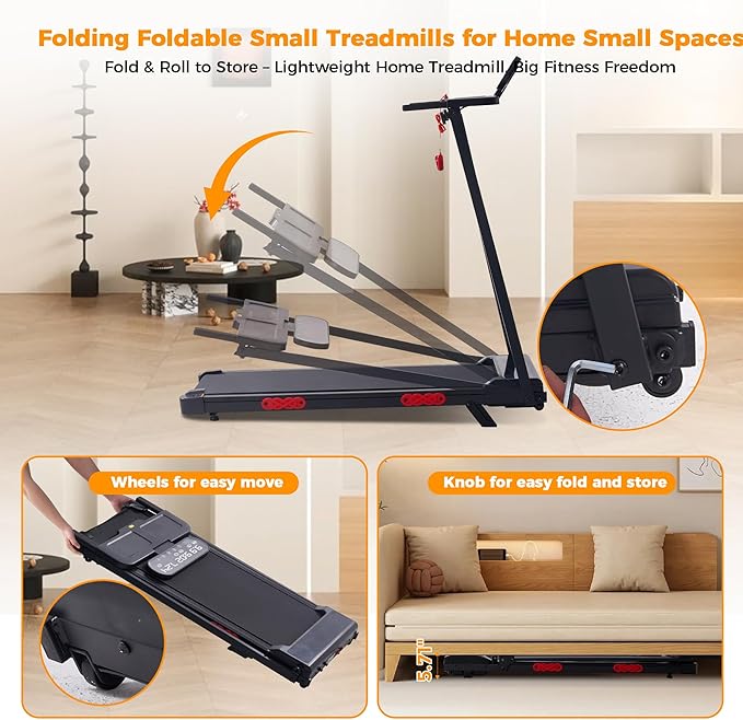 Walking Pad Treadmill with Incline, 2026 Upgrade Portable Treadmill with Handles for Home Small, 3.5HP Small Walking Pad with Handle Bar, 0.6-10.0MPH, 400LBS