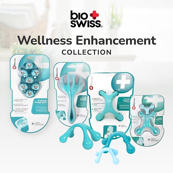 BioSwiss Claw Massage Roller, Handheld Muscle Massager with 5 Rotating Heads for Back, Legs, and Shoulder