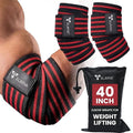 Elbow Wraps for Weightlifting – 40” Long Adjustable Compression - Elbow Sleeves Weightlifting Men with Hook-and-Loop Closure – Support for Heavy Pressing, Strength Training & Lifting Stability