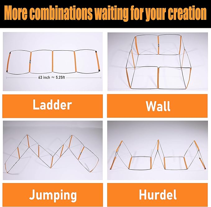 Agility Ladder, Agility Training Equipment, Soccer Speed Ladder, Football Footwork Ladder, Workout Ladder for Kid Adult, Foldable Instant Set-up & Tangle-Free & Carry Bag(4/8/8+4/12 Rung)