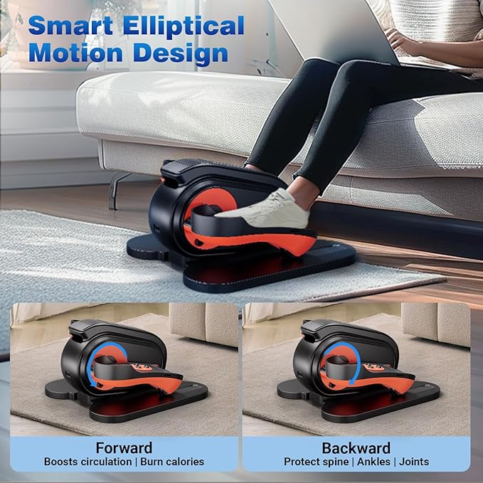GORISE Under Desk Elliptical Exercise Machine, Leg Exerciser as Seen on TV with Foot Massage, Seated Pedal Exerciser with Remote Control & 10 Adjustable Speed for Seniors & Women Home Ussage, Model A