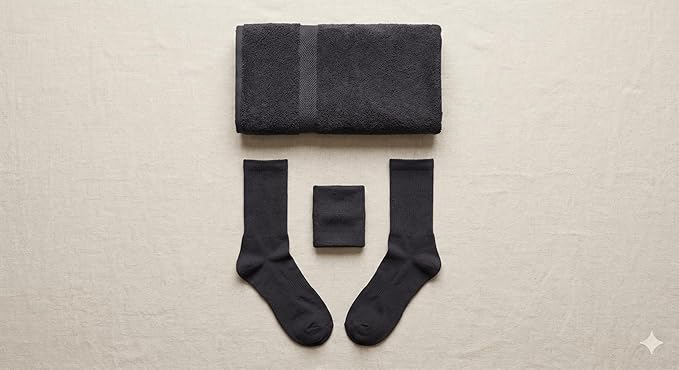 Personalized Women's Fitness Starter Pack with Rayon Towel, Breathable Socks and Stretch Wristband, Dark Charcoal, Soft Workout and Yoga Set