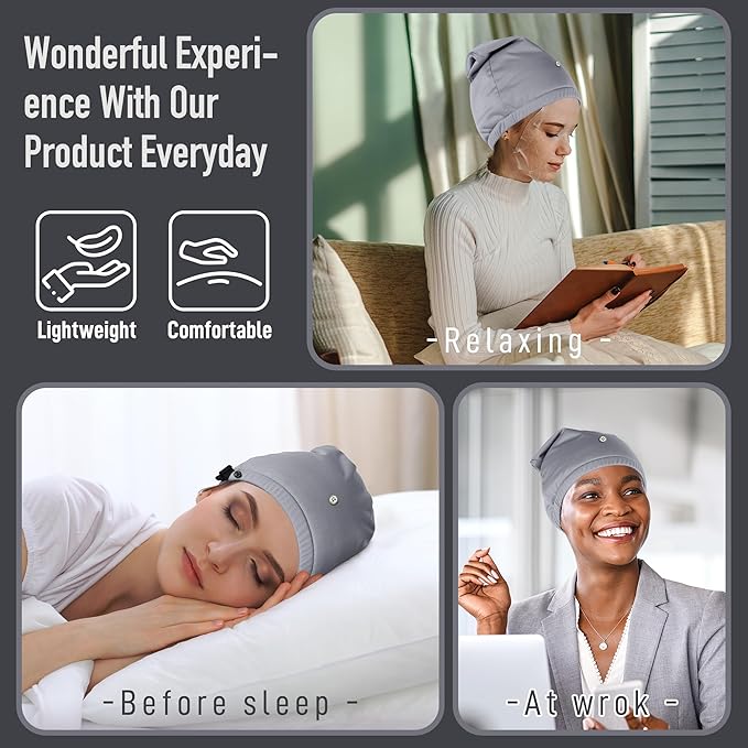 Castor Oil Pack Wrap for Head, Reusable Castor Oil Pack Wrap Organic Cotton for Women Sleeping，Castor Oil Pack Kit for Thinning, Balding, Dry and Damaged Hair L(Oil Not Included)