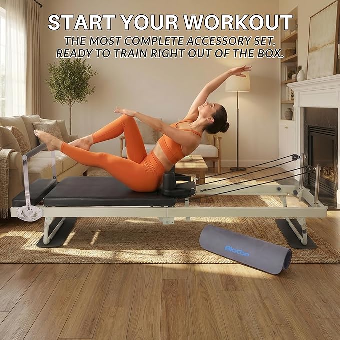 92" 3RD Gen Extended Pilates Reformer, Foldable Pilates Machine with Yoga Ring & Headrest, Jumpboard, Dual Resistance Springs, Pilates Equipment for Home Workout, up to 500 lbs
