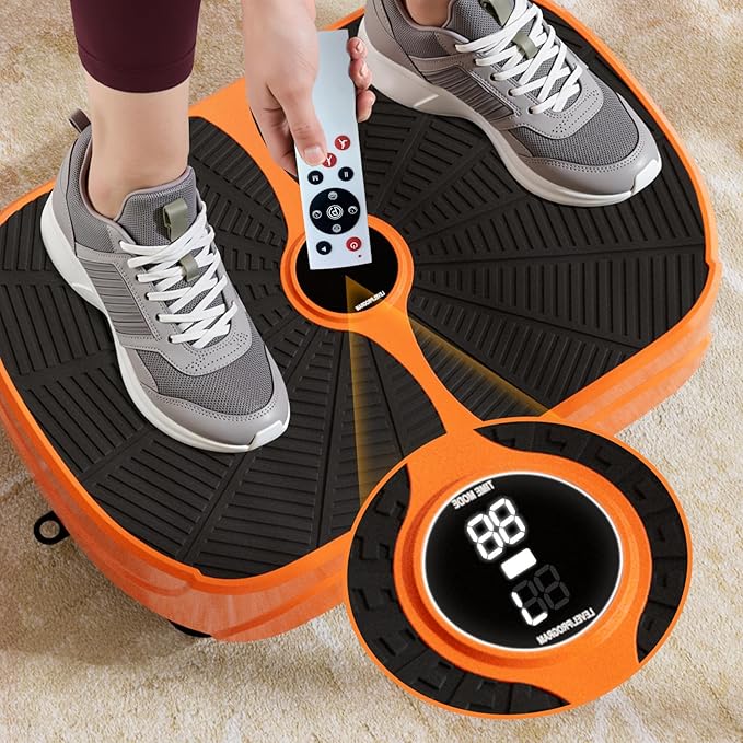 GORISE Vibration Plate Exercise Machine, Vibrating Plate for Lymphatic Drainage & Weight Loss - Full Body Workout Fitness Platform with Remote, Resistance Bands, Home Gym Equipment for Muscle Relief