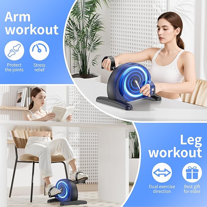 Padel Exerciser Mini Exercise Bike for Leg and Arm Cycling, Warm Up Exercise