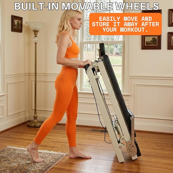 92" 3RD Gen Extended Pilates Reformer, Foldable Pilates Machine with Yoga Ring & Headrest, Jumpboard, Dual Resistance Springs, Pilates Equipment for Home Workout, up to 500 lbs