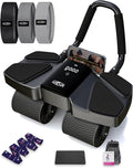 Ab Roller Home Gym Equipment – 4 Wheels Ab Wheel Muscle Roller with LCD Screen, Yoga Stretching Strap, 3 Resistance Bands – Comfortable Elbow Support with Non-Slip Handles – Time and Calorie Count