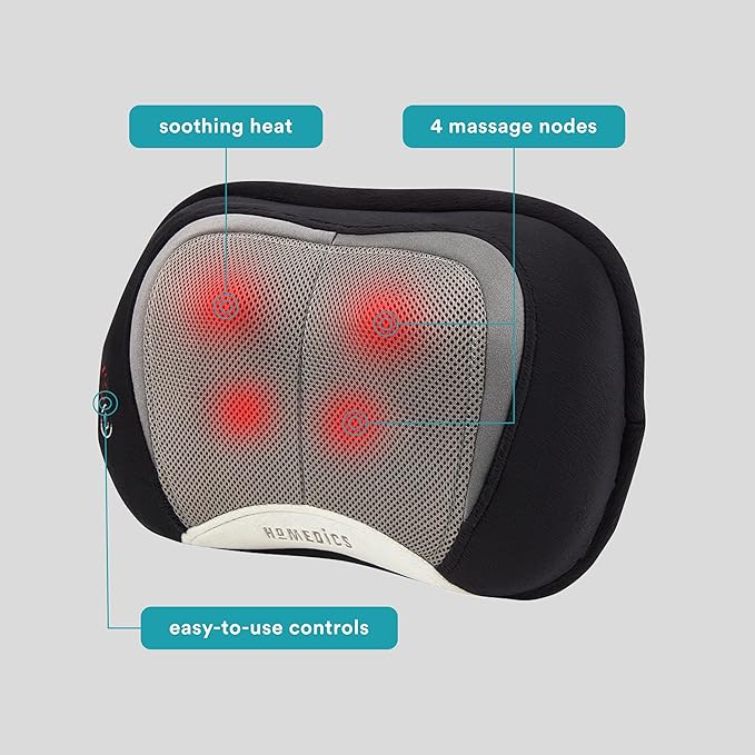 HoMedics 3D Shiatsu Full-Body Massager with Therapeutic Vibration, Soothing Heat with Deep-Kneading Massage Helps Release Tension in Neck, Back, Shoulders, Lightweight for Home, Office, Travel