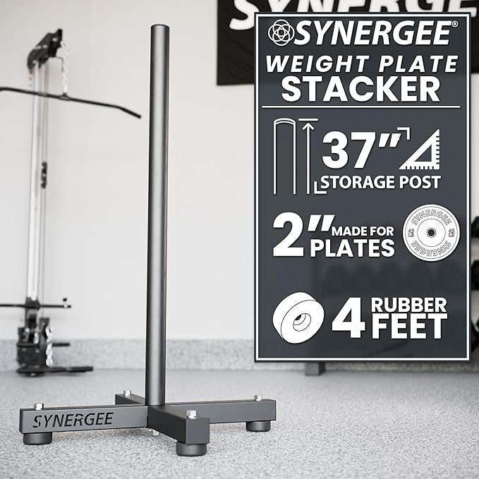 Synergee Olympic Weight Plate Rack. Stackable Weight Rack. Holds 2” Plates for Powerlifting and Olympic Weight Lifting. Gym Storage Home, Garage & Commercial