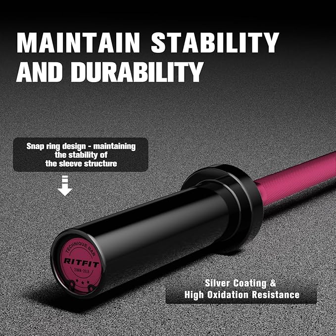 RITFIT Olympic Barbell 4ft/6ft - 2 Inch Weight Bar for Strength Training, Weightlifting, Squat, Deadlift, Bench Press, Curl, Overhead Press - 350lbs/500lbs Capacity