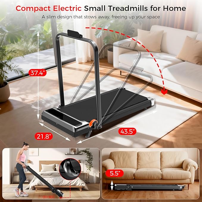 Walking Pad Treadmill with 8% Incline,Foldable Treadmills for Home and Office, 3.0 HP Quiet Walking Pad Treadmill with Walking Pad with Handle 350 LBS Capacity