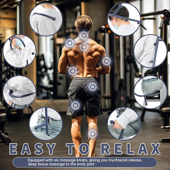 Blue Manual Massager Hook,Muscle Relax Point Tool Therapeutic,Muscle Release Tool Release Shoulders,Neck, Upper and Lower Back Pain Manually Physical Therapy Myofascial Release Deep Pain Relief