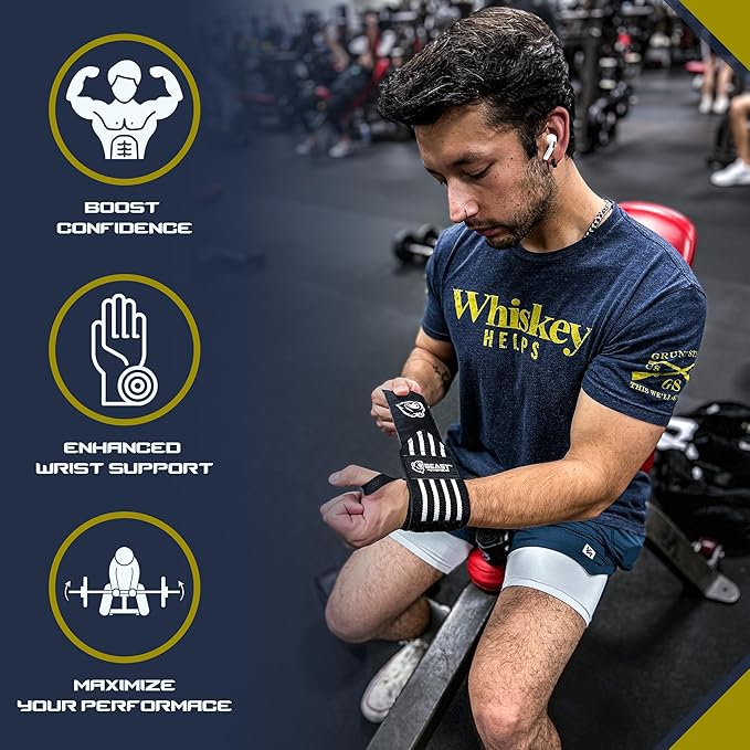 Beast Power Gear Wrist Wraps for Weightlifting 18” Premium Quality Wrist Support for Bodybuilding Heavy Duty Thumb Loop Powerlifting, Strength Training for Men and Women