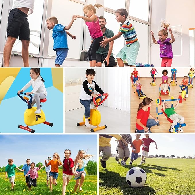 Kids Fitness Exercise Bike Equipment, Childrens Exercise Bike with Adjustable Seat, Kids Stationary Bike Workout Equipment, Gift for Boys Girls