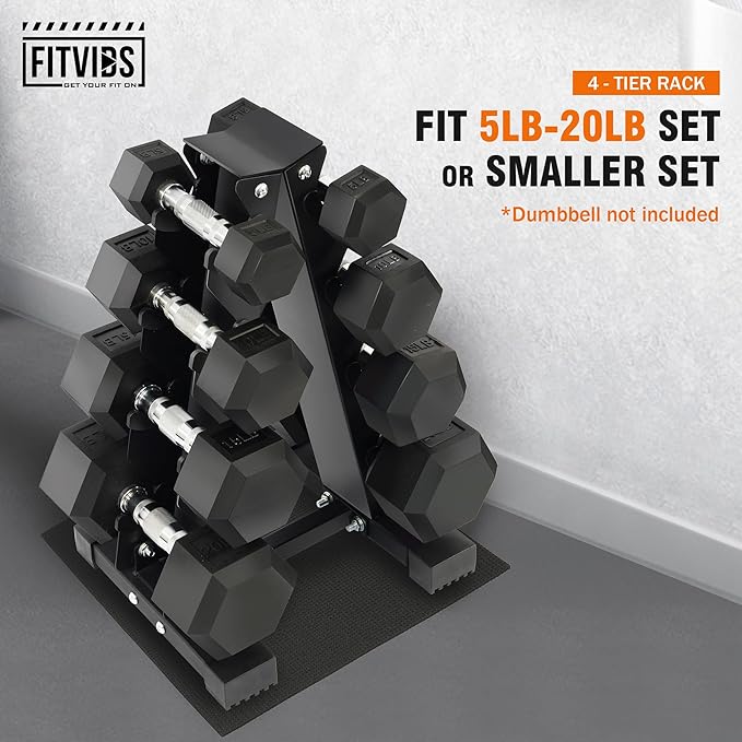 Fitvids A-Frame Dumbbell Weight Rack, Vertical Storage Rack for Dumbbells, Weight Stand Only for Home Gym Space Saver, 4-Tier or 5-Tier Option