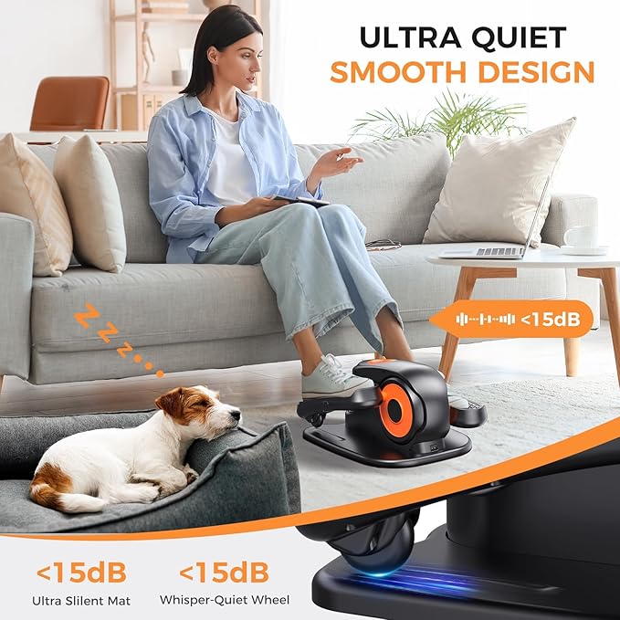 Under Desk Elliptical Machine, 2-in-1 Electric Leg Exerciser for Seniors, Quiet & Compact Pedal Exerciser with Remote, 12 Speed Elliptical Exercise Machine for Home Office