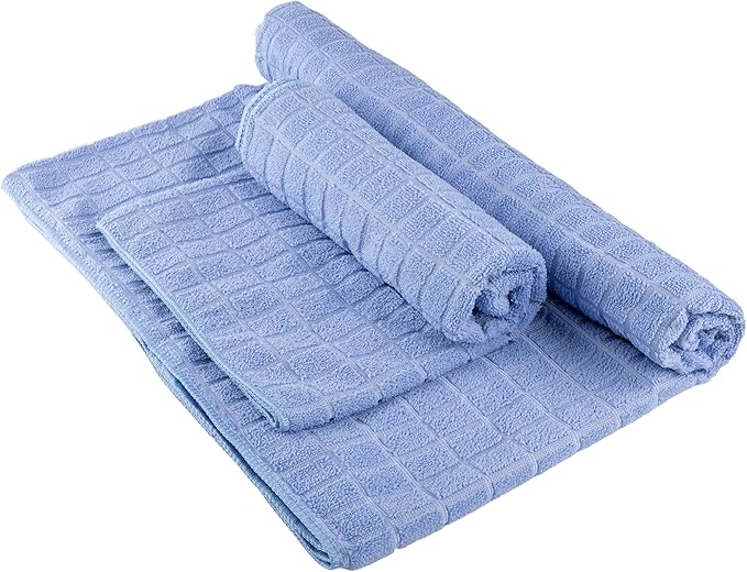 Yoga Mat Towel and Gym Towel Set - 2-Piece Non Slip Set for Hot Yoga, Pilates, and Gym - 72” x 24” Sweat Absorbent and Quick Drying Blanket with Corner Pockets for Mats by Wakeman (Blue)
