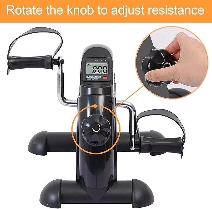 Pedal Exerciser Under Desk Bike Mini Exercise Bike for Leg and Arm Cycling Exercise Portable Peddler with LCD Display