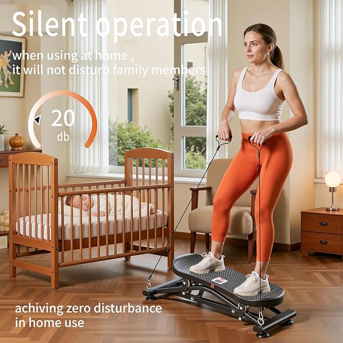 Balance Board for Adults, Rocking Stepper with Resistance Bands, Portable Wobble Board with LCD Monitor, 300 lbs Capacity Ski Trainer for Full Body Workout at Home Gym