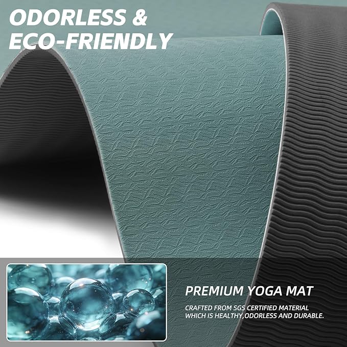 Extra Long Wide Yoga Mat 76"x33"x2/5 Inch - Non Slip Thick Exercise Mat for Home Gym, Yoga, Pilates & Workouts