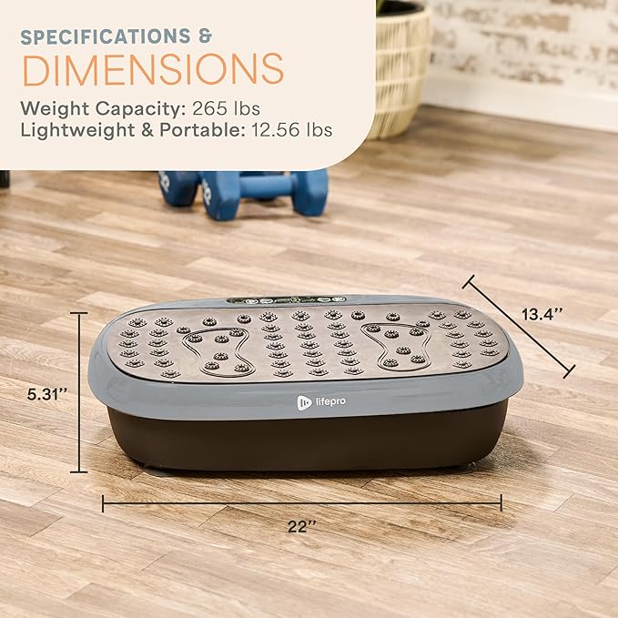 Lifepro HexaPlate Lite Vibration Plate Exercise Machine with Magnetic Acupoints - Full Body Vibration Platform for Beginners and Recovery - Lymphatic Drainage Massager for Muscle Toning and Fitness