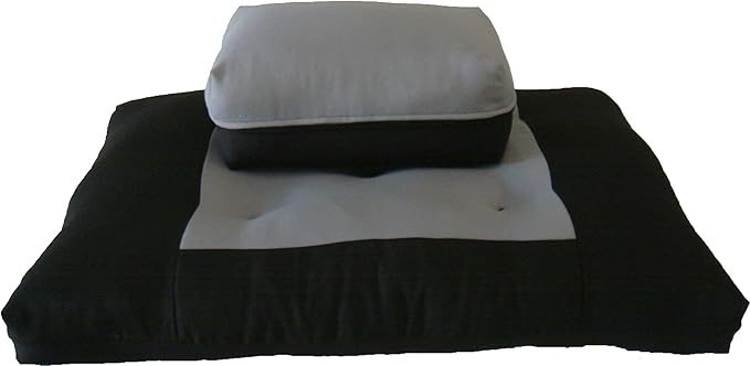 D&D Futon Furniture Zabuton Zafu Set, Yoga, Meditation Seat Cushions, Kneeling, Sitting, Supporting Exercise Pratice Zabuton & Zafu Cushions. (Gray)