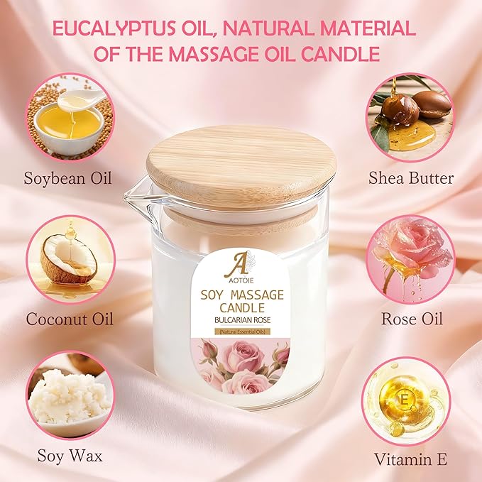 Warming Massage Candle 8.1 OZ for Relaxing and Skin Moisturizing, Massage Oil Candles Scented Candles for Couples, Romantic Gift Scented Candles for Home SPA