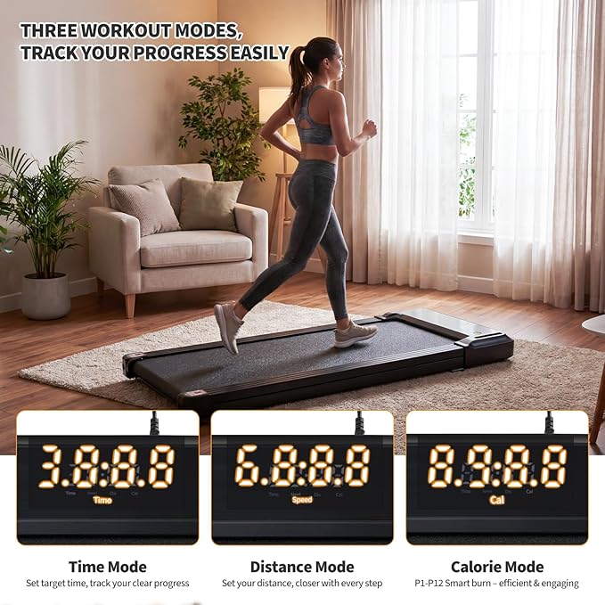 NEWBULIG Walking Pad Under Desk Treadmill, Portable Compact Electric Walking Treadmill with Remote Control for Home Office, Quiet Fitness Machine
