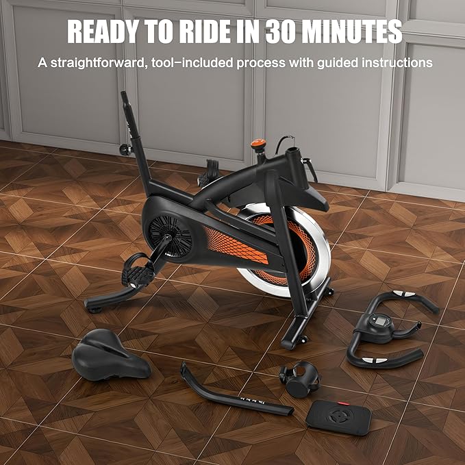 Exercise Bike Stationary Bike Indoor Cycling Bicycle for Home Gym Spinning Bike 300 lbs Weight Capacity Adjustable Seat/Handlebar for Office Cardio Workout
