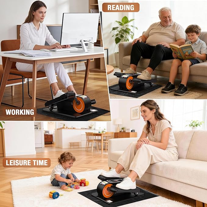 Under Desk Elliptical Machine, Electric Ellipse Leg Exerciser for Senior, Quiet and Compact Electric Seated Pedal Exerciser for Home with Display Monitor, Remote Control and 12 Adjustable Speeds