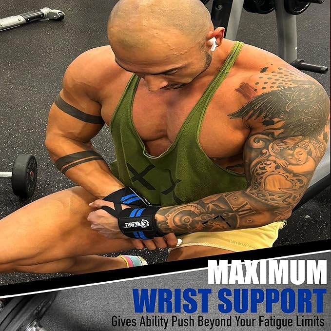 Beast Power Gear Wrist Wraps for Weightlifting 18” Premium Quality Wrist Support for Bodybuilding Heavy Duty Thumb Loop Powerlifting, Strength Training for Men and Women