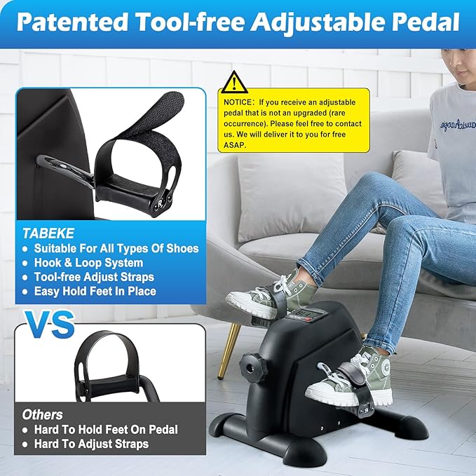 TABEKE Under Desk Bike Pedal Exerciser - Mini Exercise Bike for Arm/Leg Exercise, Pedal Exerciser for Seniors with LCD Display 26116