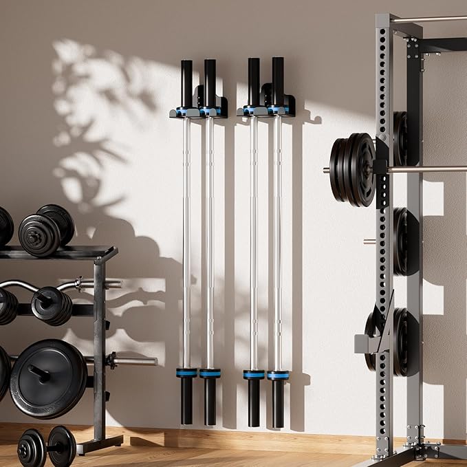 Barbell Wall Holder,Olympic Hanger,Garage Gym Bar Wall Rack,Vertical Barbell Mount Rack,Space Saving Commercial or Home Gym Accessory,Holds Under 33mm Bar Size