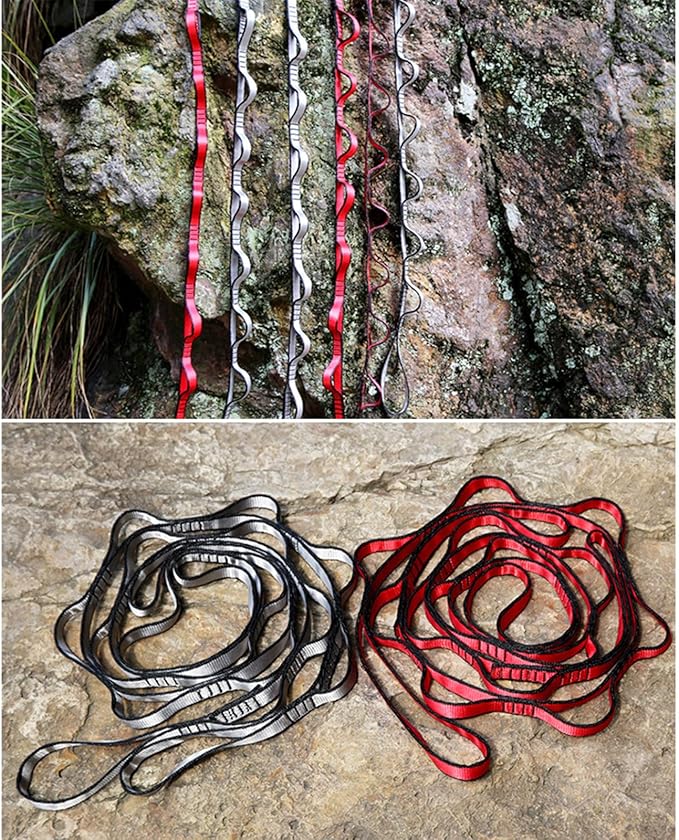 Adjustable Pilates Hammocks Extension Strap 9 Rings Heavy Duty Nylons Climbing Strap For Climbing Mountaineering