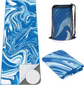 Yoga Mat Towel Cover with Large Corner Pockets, Non Slip Grip Microfiber Mat Cover Mat for Hot Yoga, Pilates and Gym Workout, 74" L x 26" W, Blue