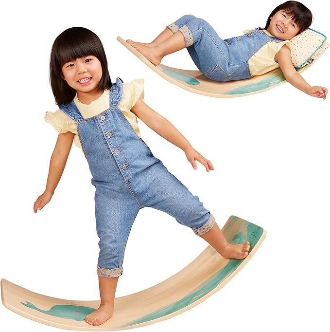 B. toys – Teeter Toddler – Kids Wobble Balance Board & Chair – Furniture For Toddlers – Montessori – Inspired Design – Detachable Pillow – 3+ Years