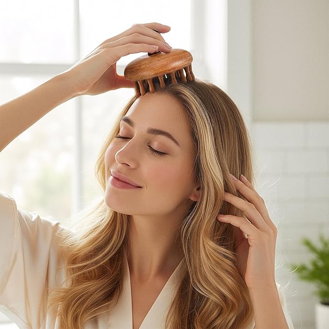 Wooden Scalp Massager, Wood Scalp Massager Comb, Scalps Gua Sha, Portable Manual Head Scrubber, Scalps Care Comb for Women Men