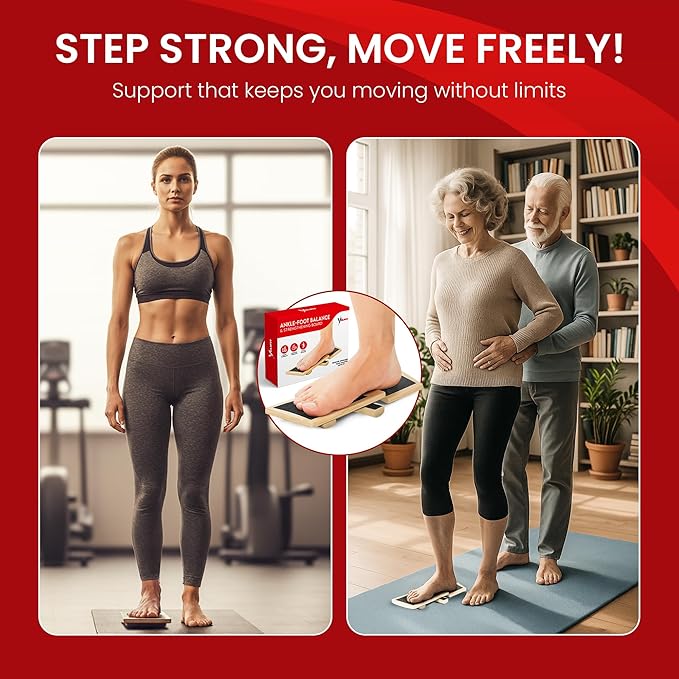 Ankle Strengthener & Axis Board, Bamboo Ankle Balance Board for Physical Therapy, Blackboard Foot Trainer & Foot Strengthener, Giboard for Balance Training, Axisboard for Leg Stability