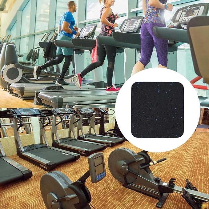 6 Pack Exercise Equipment Mat, 4 x 4 x 0.8 Inch Anti-Slip Treadmill Mats for Carpet Protection, Noise Reduction, Washing Machine Pads, Anti Vibration Rubber mats for Stationery Bike, Rowing Machine