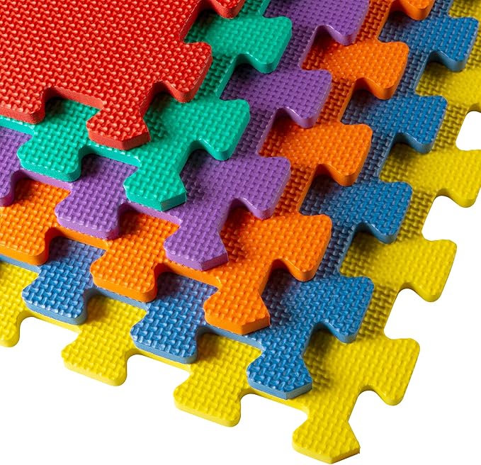 We Sell Mats 3/8" Thick Multipurpose EVA Foam Exercise Floor Mat, Interlocking Tiles, Anti-Fatigue for Home or Gym
